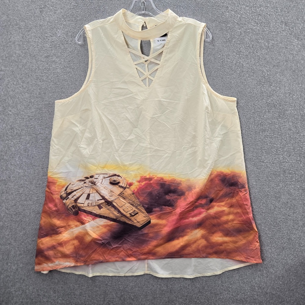 Star Wars Women Top 2 Cream Tank Top Millennium Falcon Sleeveless